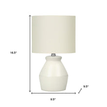 Load image into Gallery viewer, 17" Cream Ceramic Geometric Table Lamp With Cream Drum Shade