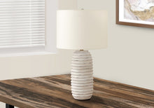 Load image into Gallery viewer, 28" Cream Geometric Table Lamp With Cream Drum Shade
