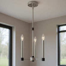 Load image into Gallery viewer, 19" Three Light Dimmable Chandelier With Shades - Nickel