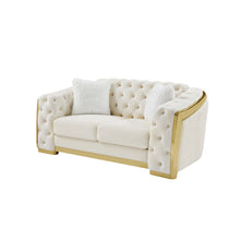 Load image into Gallery viewer, 2 Seater Loveseat Sofa With Button Tufted Diamond Grid & 2 Pillows For Living Room