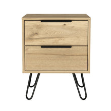Load image into Gallery viewer, 22" Two Drawer Faux Wood Nightstand - Oak