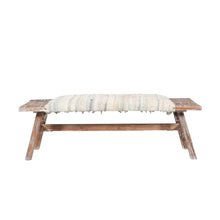 Load image into Gallery viewer, 50" White and Brown Cotton Upholstered Striped Bench