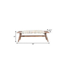 Load image into Gallery viewer, 50" White and Brown Cotton Upholstered Striped Bench