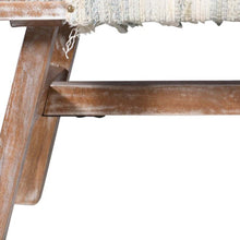 Load image into Gallery viewer, 50" White and Brown Cotton Upholstered Striped Bench