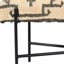 Load image into Gallery viewer, 48" Cream and Black Cotton Blend Upholstered Southwest Bench