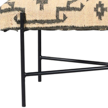 Load image into Gallery viewer, 48" Cream and Black Cotton Blend Upholstered Southwest Bench