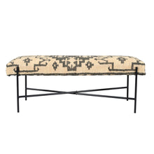 Load image into Gallery viewer, 48" Cream and Black Cotton Blend Upholstered Southwest Bench