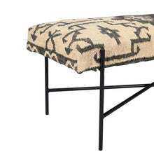 Load image into Gallery viewer, 48" Cream and Black Cotton Blend Upholstered Southwest Bench