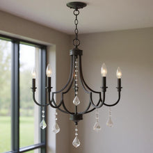 Load image into Gallery viewer, 27" Five-Light Dimmable Chandelier With Shades - Bronze