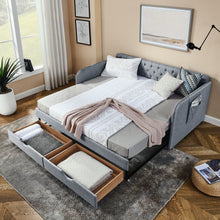 Load image into Gallery viewer, Daybed With Trundle And Storage Drawers, Flat Arms With Pocket