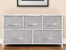 Load image into Gallery viewer, Fabric Five Drawer Dresser - Gray / White