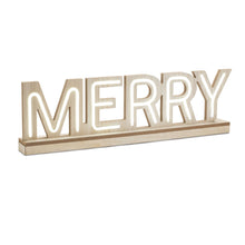 Load image into Gallery viewer, Christmas Tabletop Sign With LED (Set of 2) - Beige / White