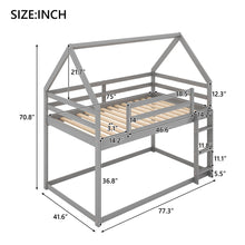 Load image into Gallery viewer, Low Bunk Bed With House Shaped Frame And Ladder