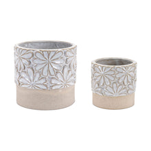 Load image into Gallery viewer, Leaf Round Pot Planters (Set of 2) - Beige / Gray