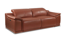 Load image into Gallery viewer, Italian Leather USB Reclining Sofa With Silver Legs - Camel