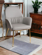 Load image into Gallery viewer, Mod Faux Leather And Gold Accent Chair - Gray