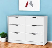 Load image into Gallery viewer, Manufactured Wood Six Drawer Modern Dresser - White