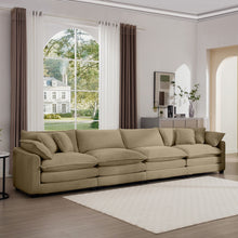 Load image into Gallery viewer, Modern Upholstered 4 Seater Fabric Sofa With Arm And Throw Pillows