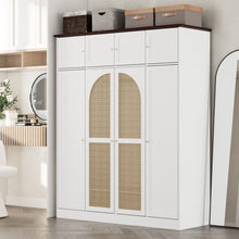 Load image into Gallery viewer, 8 Door Armoire Wardrobe With Adjustable Shelves And Hanging Rod