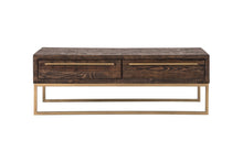 Load image into Gallery viewer, Metal Coffee Table With Drawer - Dark Brown And Gold