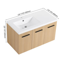 Load image into Gallery viewer, Wall Mounted Floating Bathroom Vanity With Sink, 3 Door Modular Cabinet