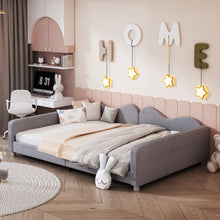 Load image into Gallery viewer, Upholstered Daybed, Sherpa Fabric Sofabed With Cloud-Shaped Backrest