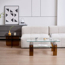 Load image into Gallery viewer, Modern Tempered Glass Coffee Table With 2 Tier Storage For Living Room
