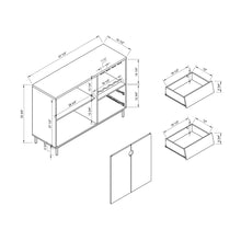 Load image into Gallery viewer, Wooden Display Rack, Cabinet With Drawer, Holds 6 Wine Glass - White / Dark Taupe