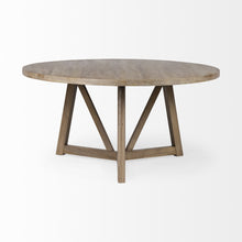 Load image into Gallery viewer, 60" Rounded Solid Wood Pedestal Base Dining Room Table - Brown