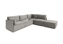 Load image into Gallery viewer, Modern Sectional Sofa With Ottoman - Light Gray