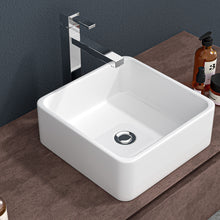 Load image into Gallery viewer, Elegant European Style Ceramic Square Vessel Bathroom Sink - White