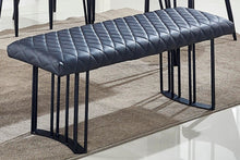 Load image into Gallery viewer, 47" Dark Gray and Black Faux Leather Upholstered Dining Bench
