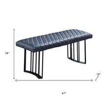 Load image into Gallery viewer, 47" Dark Gray and Black Faux Leather Upholstered Dining Bench