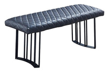 Load image into Gallery viewer, 47" Dark Gray and Black Faux Leather Upholstered Dining Bench