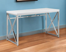 Load image into Gallery viewer, 47" White and Silver Wood and Metal Computer Desk