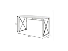 Load image into Gallery viewer, 47" White and Silver Wood and Metal Computer Desk