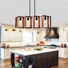 Load image into Gallery viewer, 4 Light Kitchen Island Lights Pendant Light Farmhouse Dining Room Light Fixture, Rectangular Chandelier, 36" Hanging Lighting For Living Room, Conference Room, Home Office - Matte Black