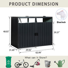 Load image into Gallery viewer, Garbage Bin Shed Stores 2 Trash Cans Metal Outdoor Bin Shed For Garbage Storage, Stainless Galvanized Steel, Bin Shed For Garden Yard Lawn
