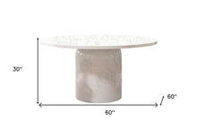 Load image into Gallery viewer, 60" Gray and White Marble Pedestal Base Round Top Dining Table