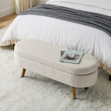Load image into Gallery viewer, 44" Beige and Brown Linen Upholstered Storage Bench with Flip Top