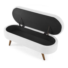 Load image into Gallery viewer, 44" White and Brown Linen Upholstered Storage Bench with Flip Top