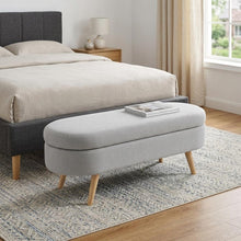 Load image into Gallery viewer, 44" Gray and Brown Linen Upholstered Storage Bench with Flip Top