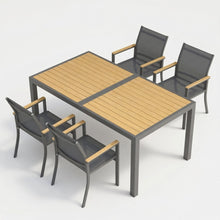 Load image into Gallery viewer, 5 Piece Gray Aluminum Patio Dining Set With Textilene Chairs For Outdoor Use