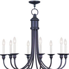 Load image into Gallery viewer, 27" Eight Light Metal Dimmable Chandelier With Shades - Bronze