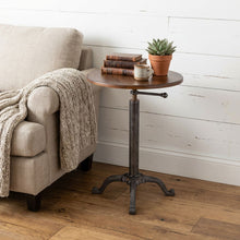 Load image into Gallery viewer, Industrial Solid Wood Round End Table - Chestnut