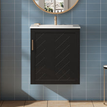 Load image into Gallery viewer, Modern Wall Mounted Bathroom Cabinet With Side Shelf And Ceramic Sink