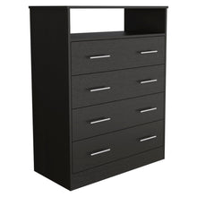 Load image into Gallery viewer, Four Drawer Standard Chest With Open Shelf - Black