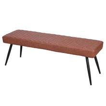 Load image into Gallery viewer, 54" Brown and Black Faux Leather Upholstered Dining Bench