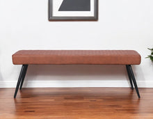 Load image into Gallery viewer, 54" Brown and Black Faux Leather Upholstered Dining Bench