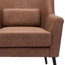 Load image into Gallery viewer, Faux Leather Arm Chair And Toss Pillow - Brown And Black